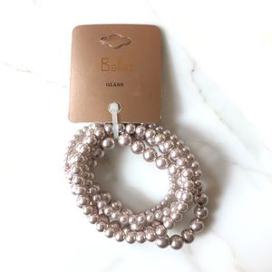 5 Glass Pearl Bracelets Pink Purple Costume